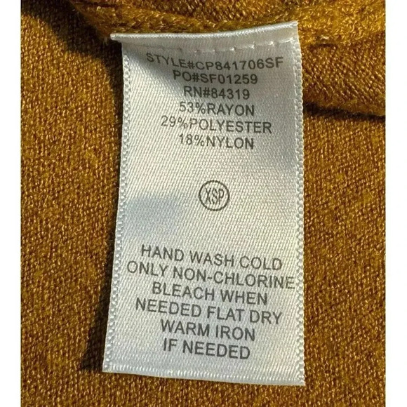 NEW Evolution by Cyrus Women's XS Petite Scallop Edge Open Brown Cardigan‎ NWT - Picture 7 of 8